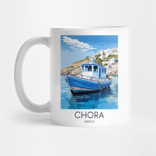 A Pop Art Travel Print of Chora Andros Island - Greece Mug